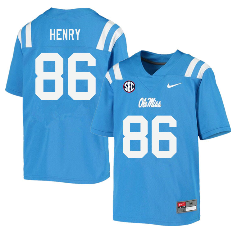 Men #86 JJ Henry Ole Miss Rebels College Football Jerseys Sale-Power Blue